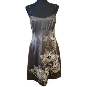 Karen Millen Dark Grey Embroidered Beaded & Sequined Dress Size 8